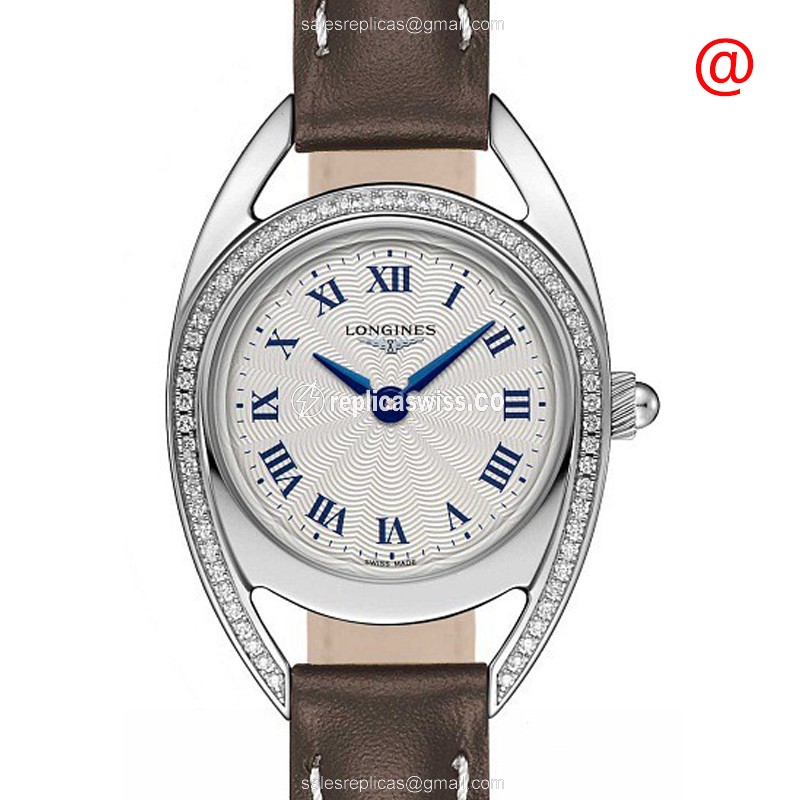 Elegant Longines L6.135.0.71.2 Equestrian Replica in Stainless Steel, Silver Dial & Luxe Brown