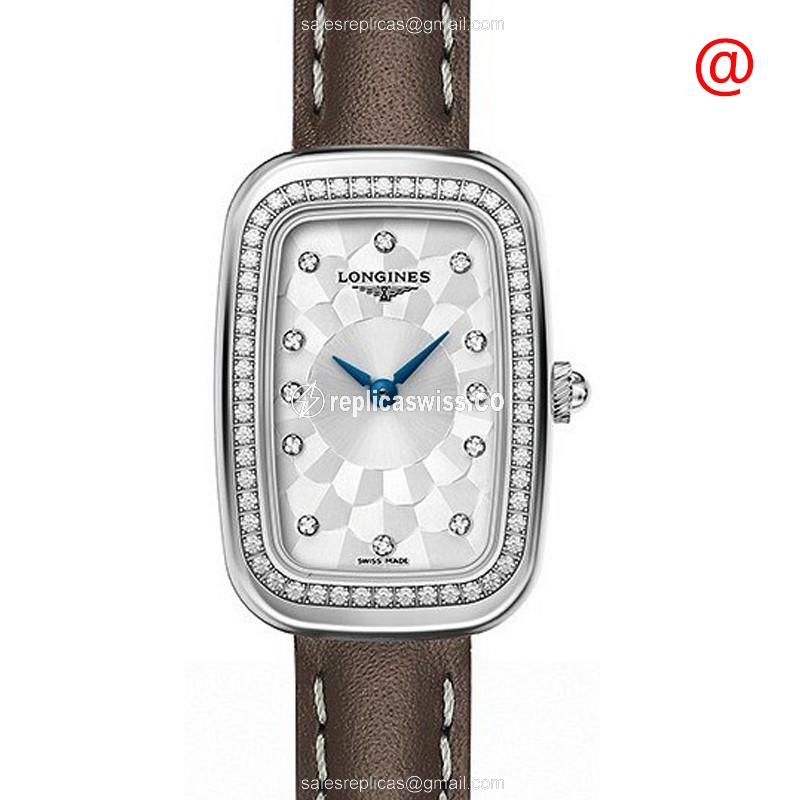 Elegant Longines L6.140.0.77.2 Equestrian Quartz Watch, Silver Dial, Brown Leather Strap