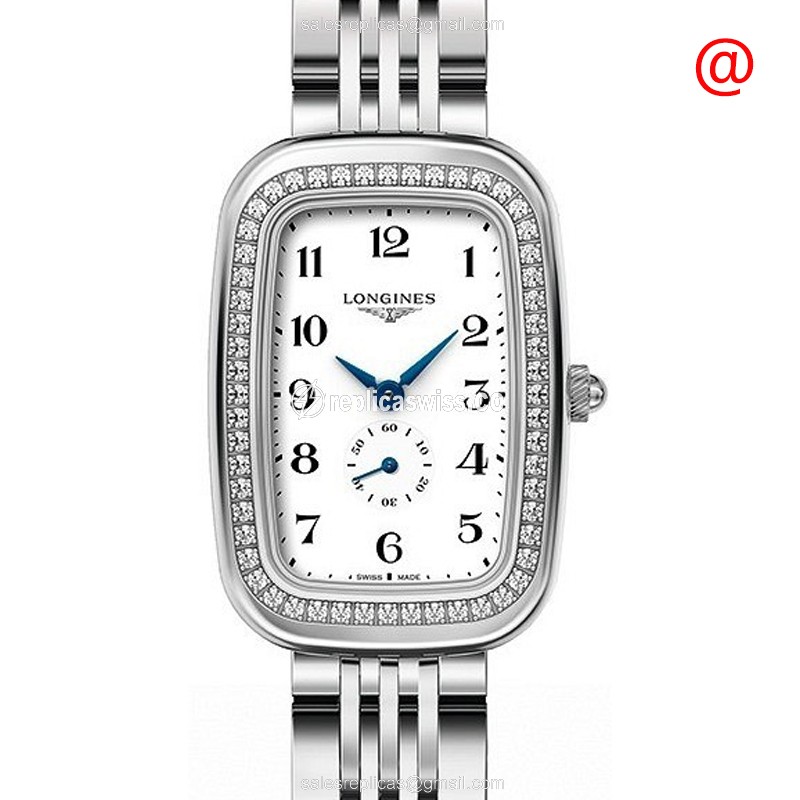 Elegant Longines L6.141.0.13.6 Equestrian Quartz Watch with White Dial Silver Steel Strap