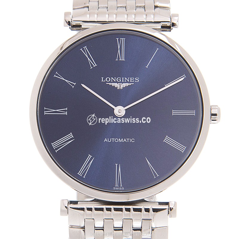 Elegant Longines LA GRANDE Replica, Automatic Movement, Stainless Steel Case & Blue Dial Watch