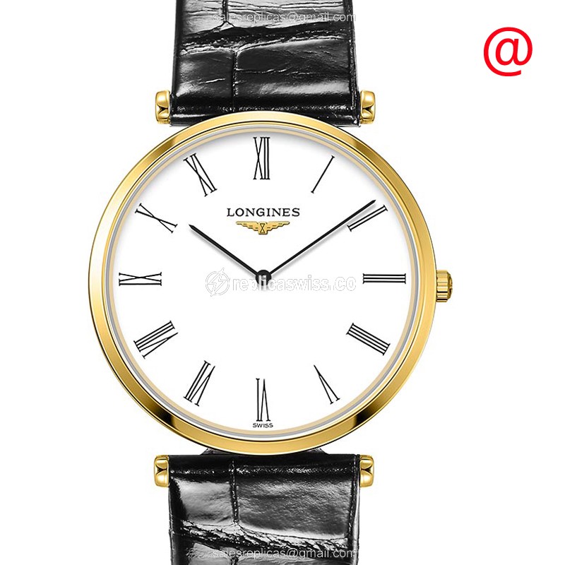 Elegant Longines LA GRANDE Replica with White Dial PVD Gold Case, Automatic Movement Watch