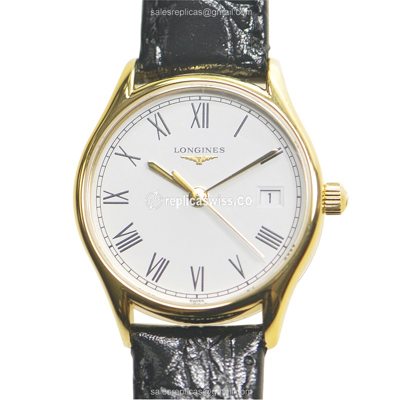 Elegant Longines Lyre Quartz Replica Watch in White Dial & PVD Gold Case
