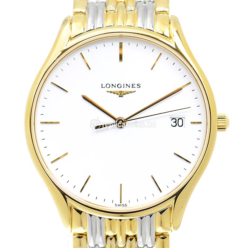 Elegant Longines Lyre Quartz Replica, White Dial & Gold PVD Case, Sapphire Crystal Watch