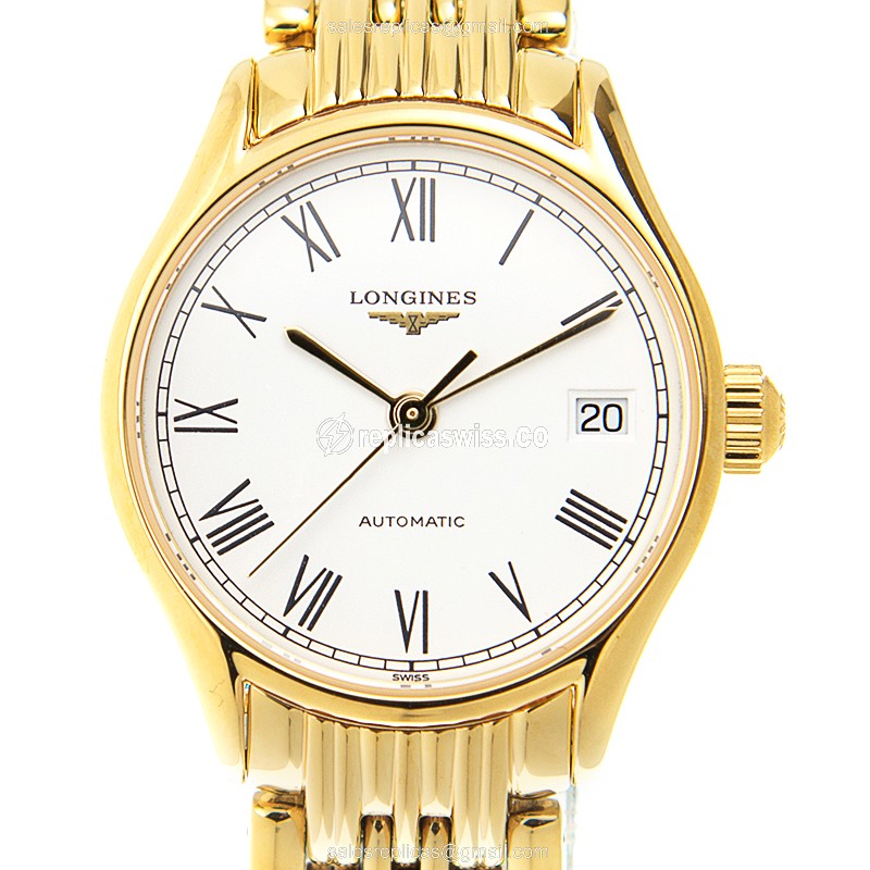 Elegant Longines Lyre Replica in White Dial Gold Case, Automatic Movement Watch