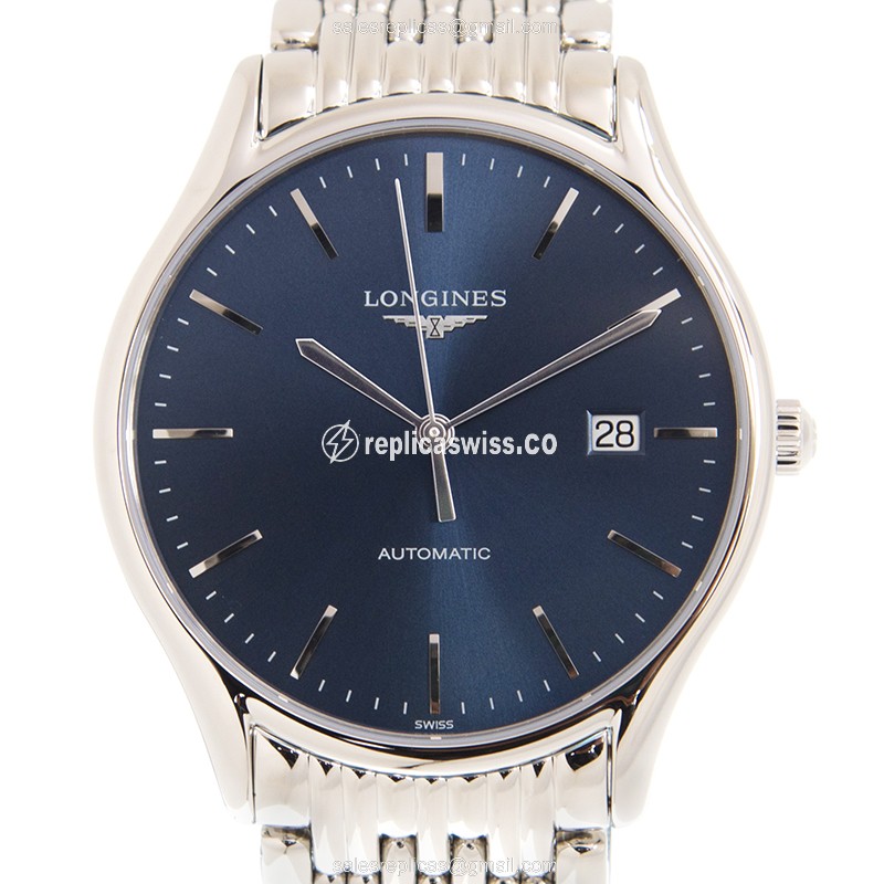 Elegant Longines Lyre Replica Watch | Automatic Movement, Blue Dial | Steel Case & Silver Strap