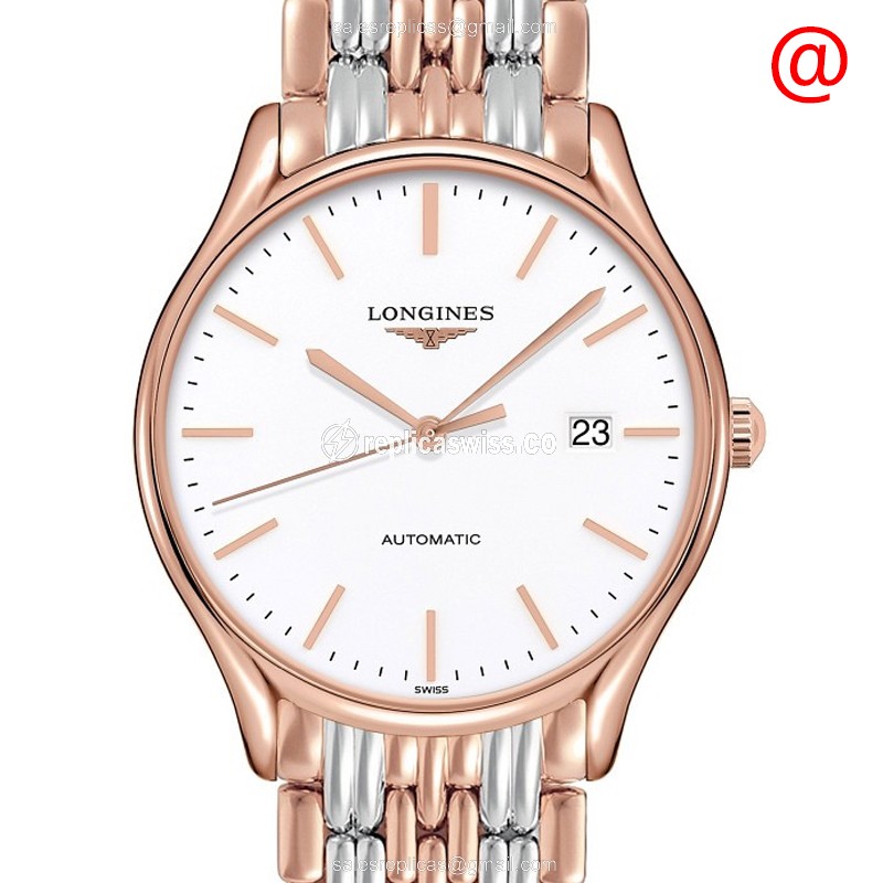 Elegant Longines Lyre Replica Watch in 18kt Rose Gold & Steel Case, Automatic Movement & White Dial