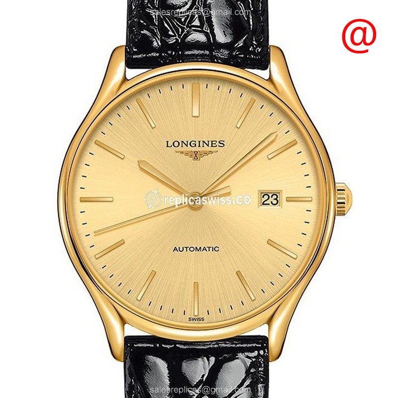 Elegant Longines Lyre Replica Watch in PVD Gold Case, Automatic Movement & Gold Dial