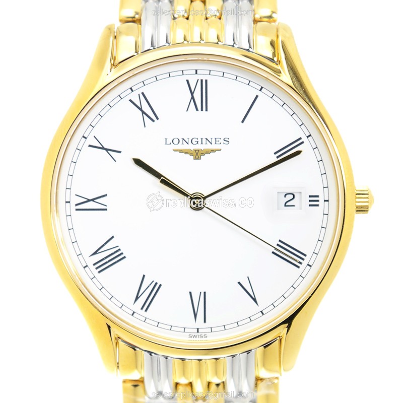 Elegant Longines Lyre Replica Watch in White Dial Gold PVD Case, Automatic Movement