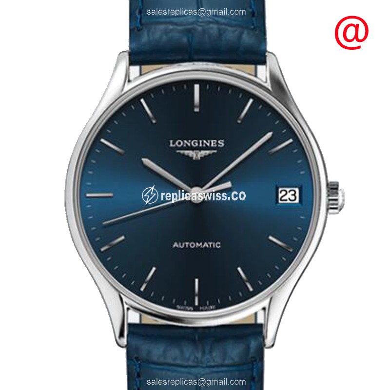 Elegant Longines Lyre Replica Watch with Automatic Movement Blue Dial on Leather Strap