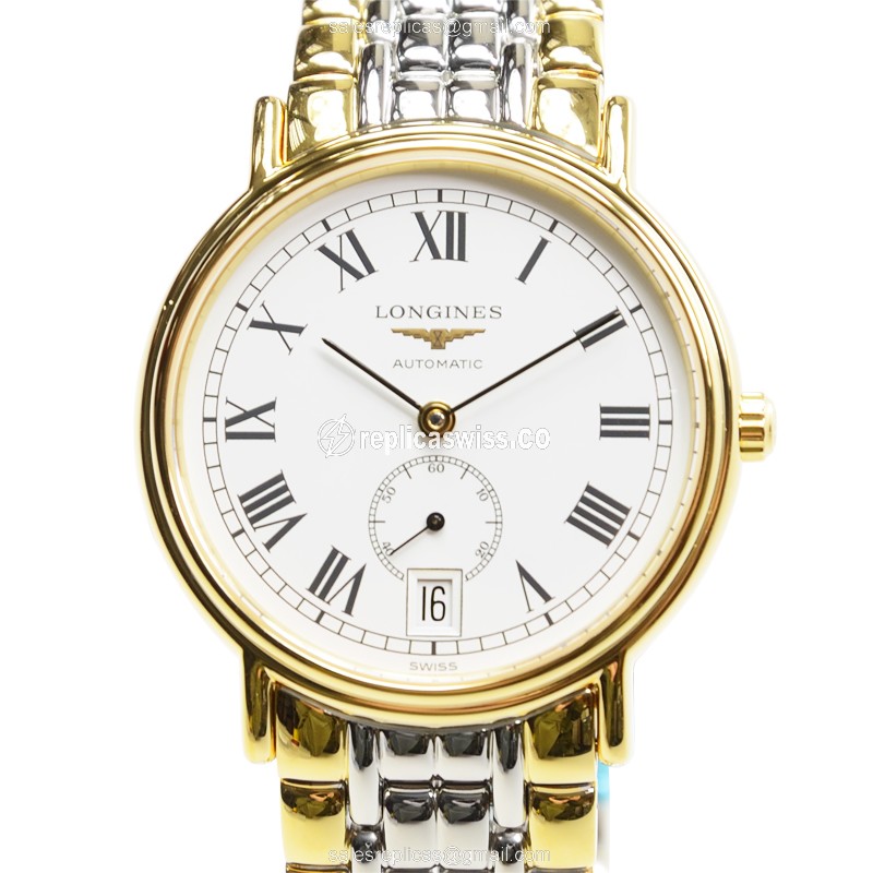 Elegant Longines Presence Replica, Automatic Movement, White Dial, Gold-Plated Case Watch