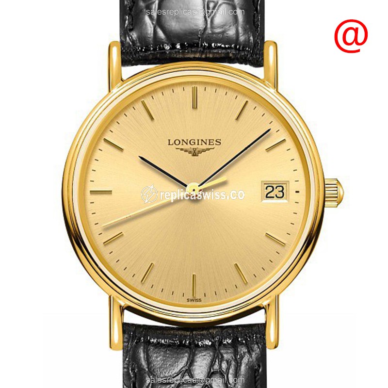 Elegant Longines Presence Replica, Gold PVD Case, Automatic Quartz Movement Watch