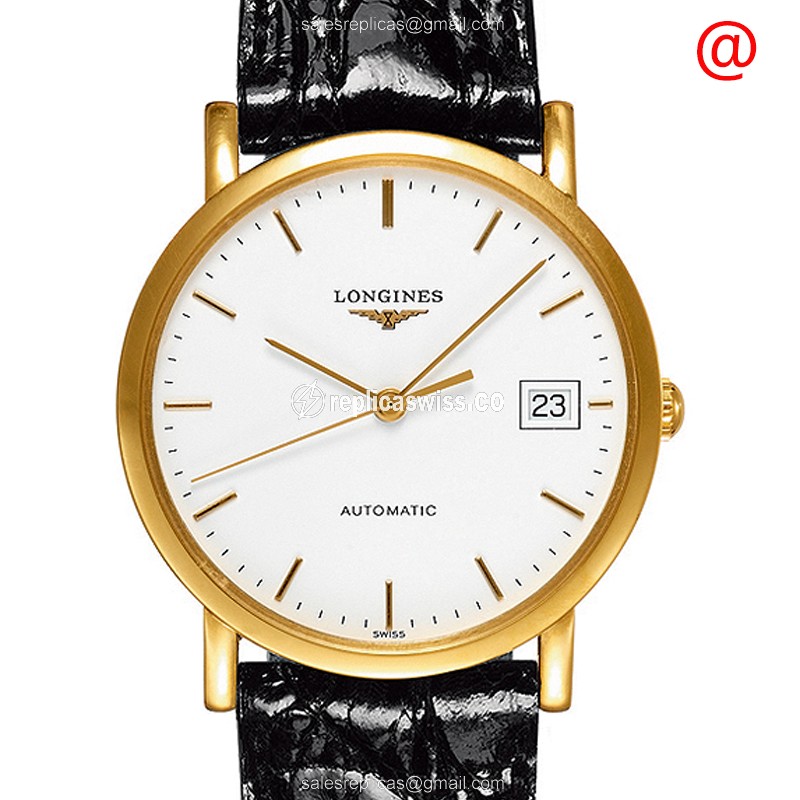 Elegant Longines Presence Replica in 18kt Gold, Automatic Movement & White Dial Watch