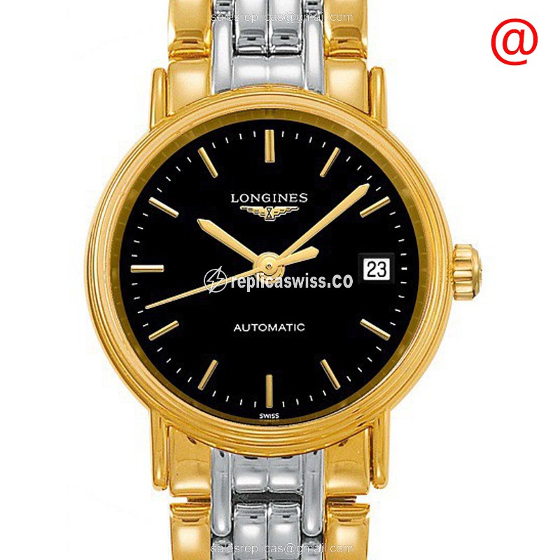 Elegant Longines Presence Replica in Black Dial & Gold Case, Automatic Movement Watch