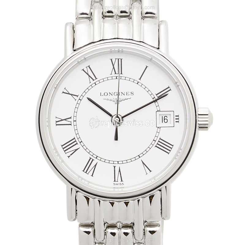Elegant Longines Presence Replica in Stainless Steel, White Dial, Quartz Movement Watch
