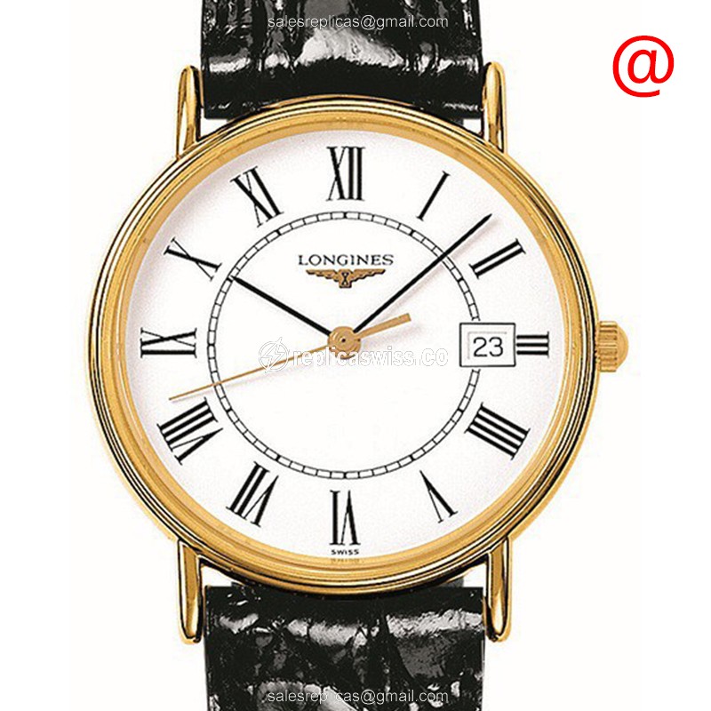 Elegant Longines Presence Replica in White Dial & PVD Gold Case with Quartz Movement Watch