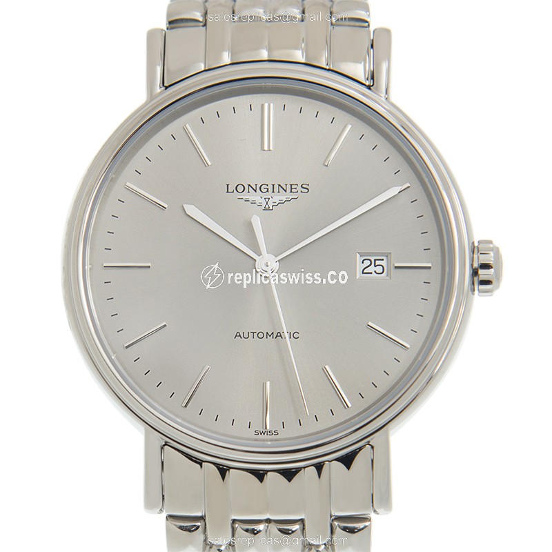 Elegant Longines Presence Replica Watch | Automatic Movement, Gray Dial, Stainless Steel Case