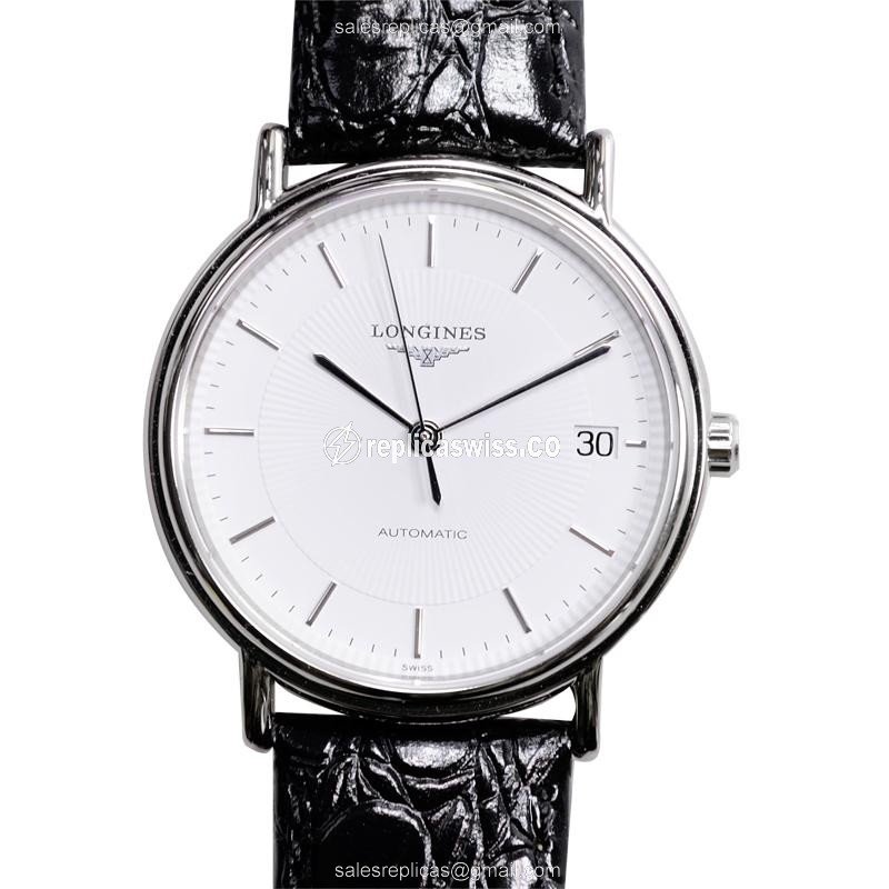 Elegant Longines Presence Replica Watch: Automatic Movement, Stainless Steel Case, White Dial