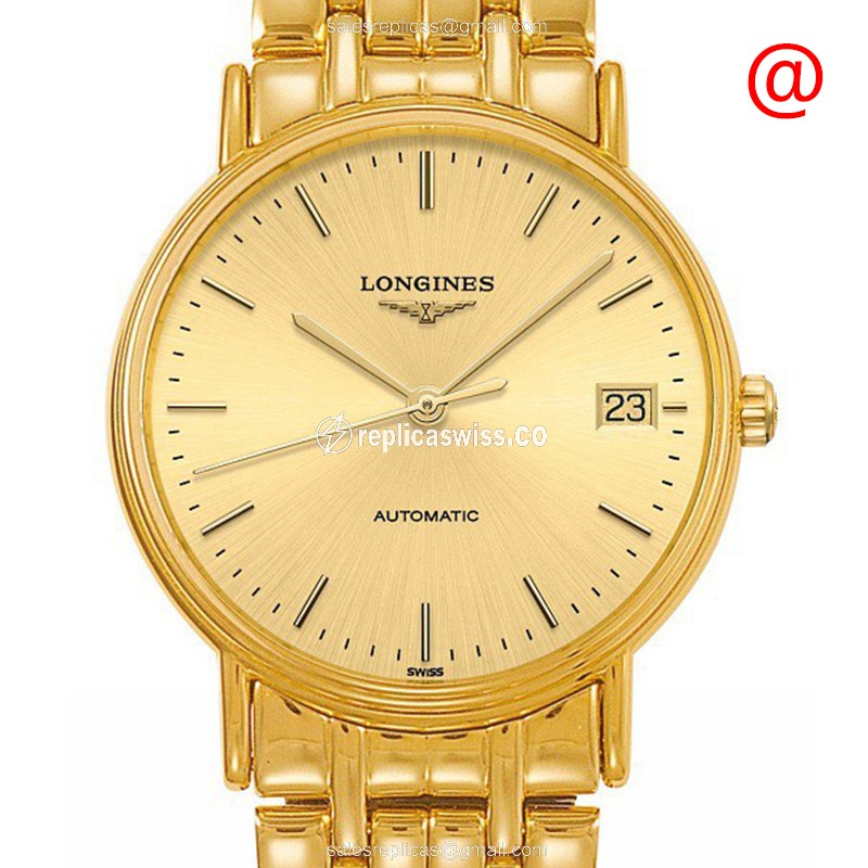 Elegant Longines Presence Replica with Automatic Movement & Gold PVD Case Watch