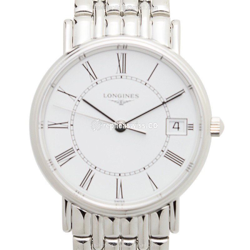Elegant Longines Presence Replica with White Dial Stainless Steel Case Watch