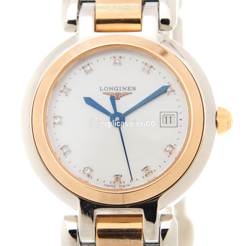 Elegant Longines Prima Luna Replica in White Dial & 18kt Steel Case Watch
