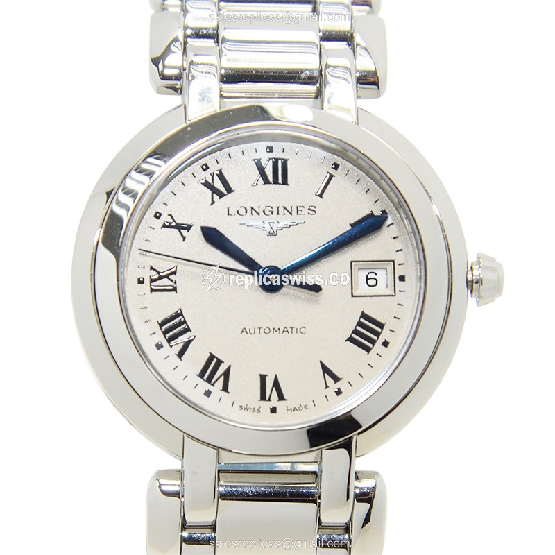 Elegant Longines Prima Luna Replica Watch with Automatic Movement & Silver Dial & Steel Case