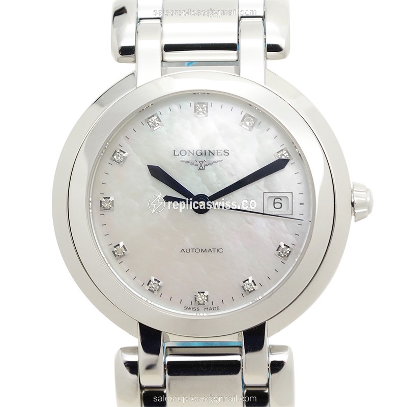 Elegant Longines Prima Luna Replica with White Dial & Automatic Movement, Crafted in Steel Watch