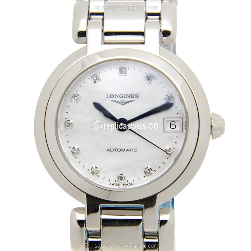 Elegant Longines Prima Luna Replica with White Dial & Steel Case, Automatic Movement Watch