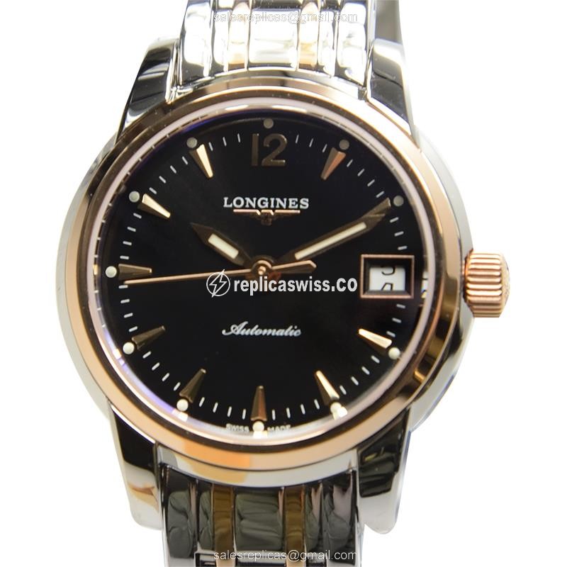 Elegant Longines Saint Imier Replica in 18kt Rose Gold, Automatic Movement, Black Dial Watch