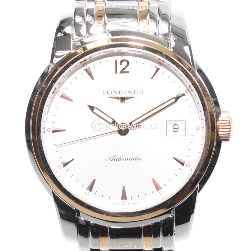 Elegant Longines Saint Imier Replica in 18kt Steel & Rose Gold, Automatic Movement, Silver Dial