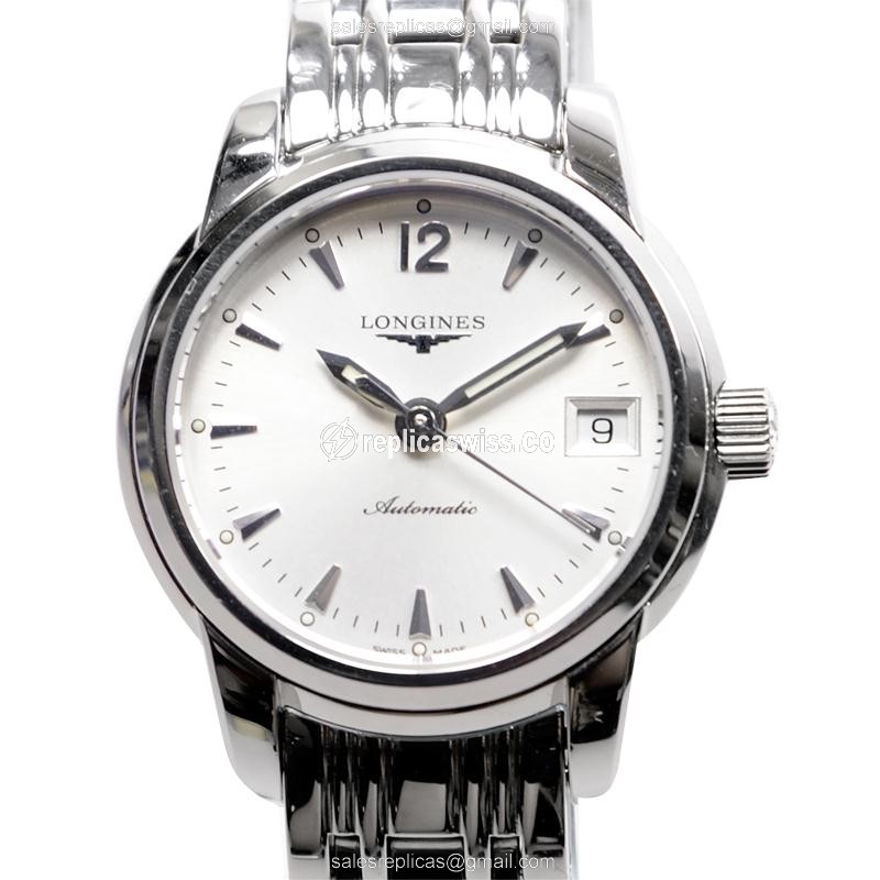 Elegant Longines SAINT IMIER Replica Watch with Automatic Movement & White Dial on Silver Steel