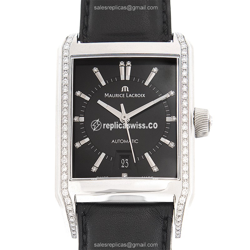 Elegant Maurice Lacroix PT6247-SD501-350 PONTOS Replica with Black Dial & Stainless Steel Case Watch