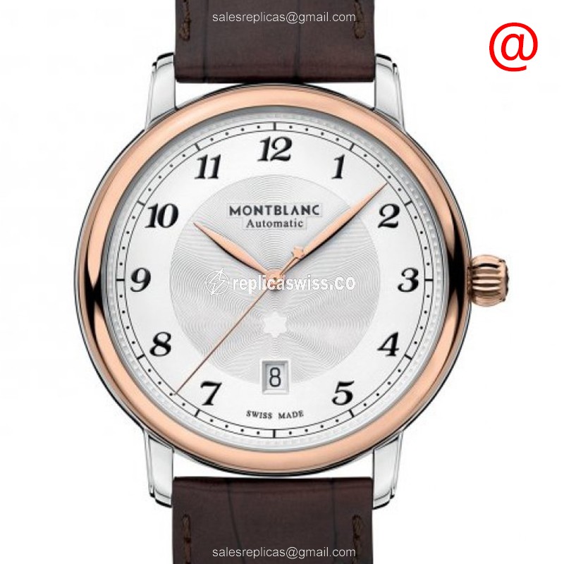 Elegant Mont Blanc STAR Legacy Replica with Silver Dial Genuine 18kt Rose Gold & Steel Case