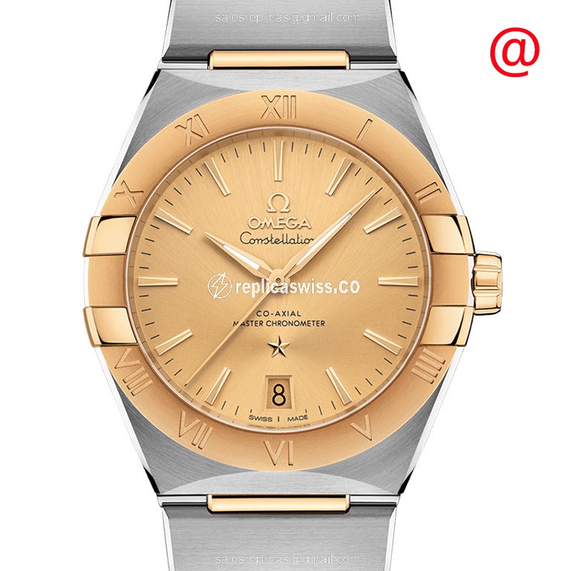 Elegant Omega Constellation Replica, Automatic Movement, 18kt Gold Case, Silver Strap Watch