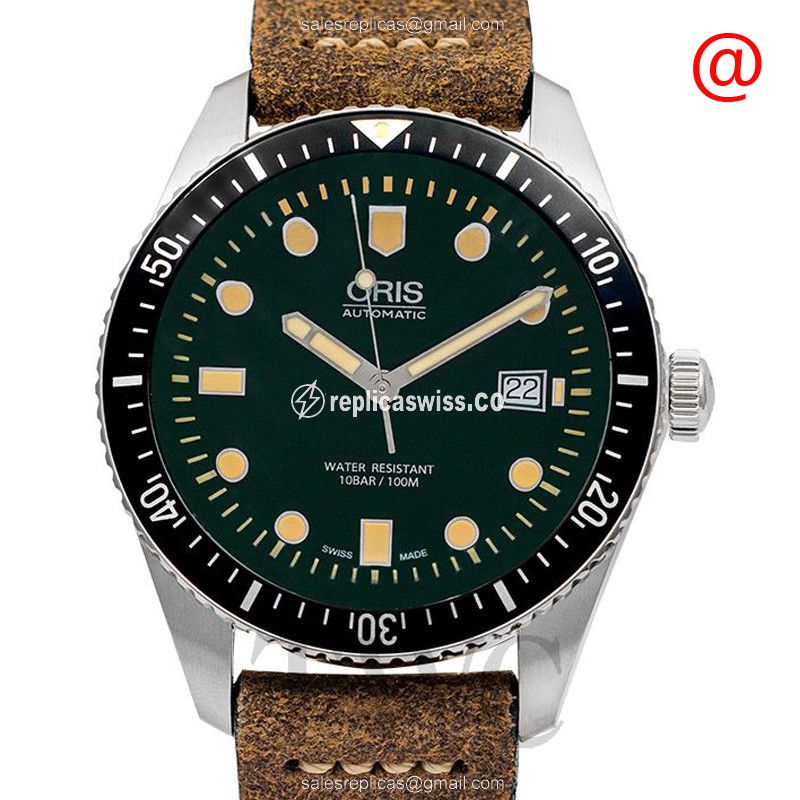 Elegant Oris Divers Replica Watch with Automatic Movement & Dark Green Dial