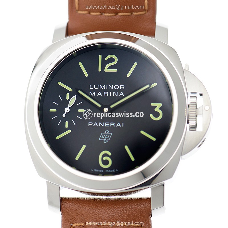 Elegant Panerai LUMINOR Steel Case Replica with Black Dial & Manual Wind Movement Watch