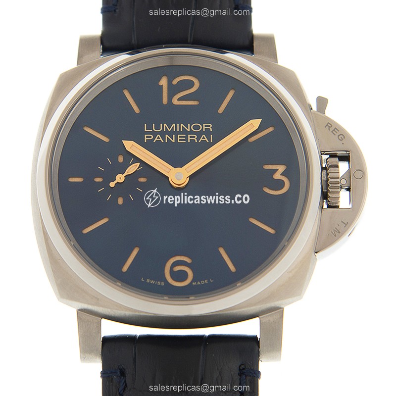Elegant Panerai PAM00728 LUMINOR Replica with Blue Dial Titanium Case Watch
