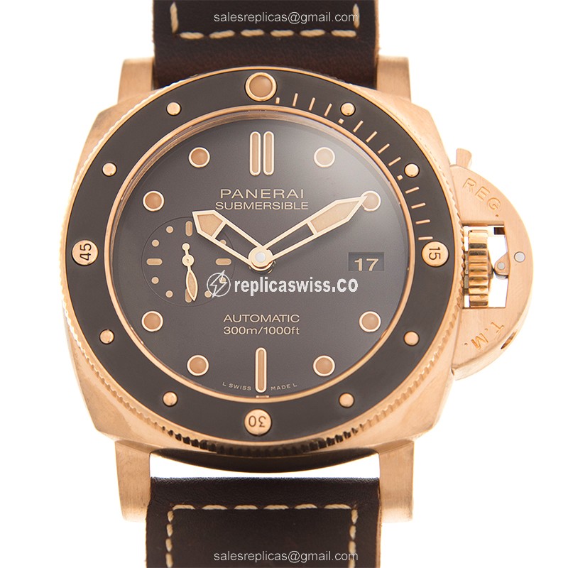 Elegant Panerai PAM00968 Submersible Replica with Automatic Movement & Rich Bronze Case Watch