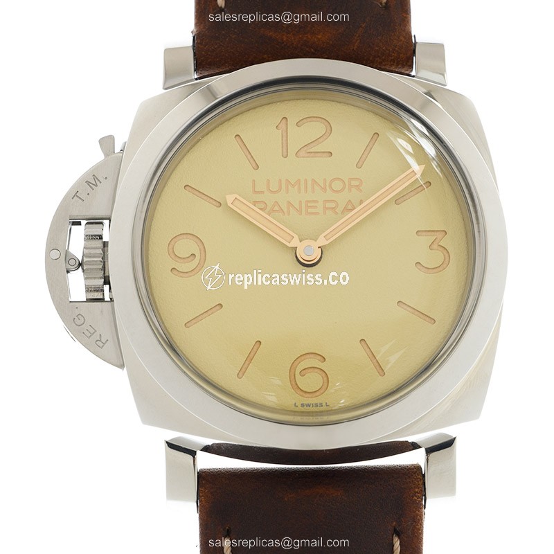 Elegant Panerai PAM01075 LUMINOR Replica with Automatic Movement Beige Dial Watch