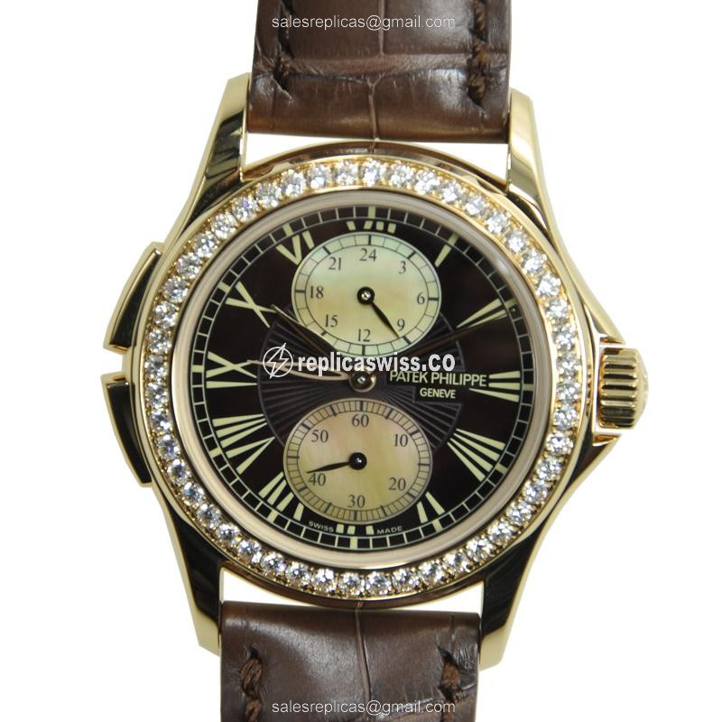 Elegant Patek Philippe 4934R-001 Manual Wind Replica in 18kt Rose Gold with Brown Dial and