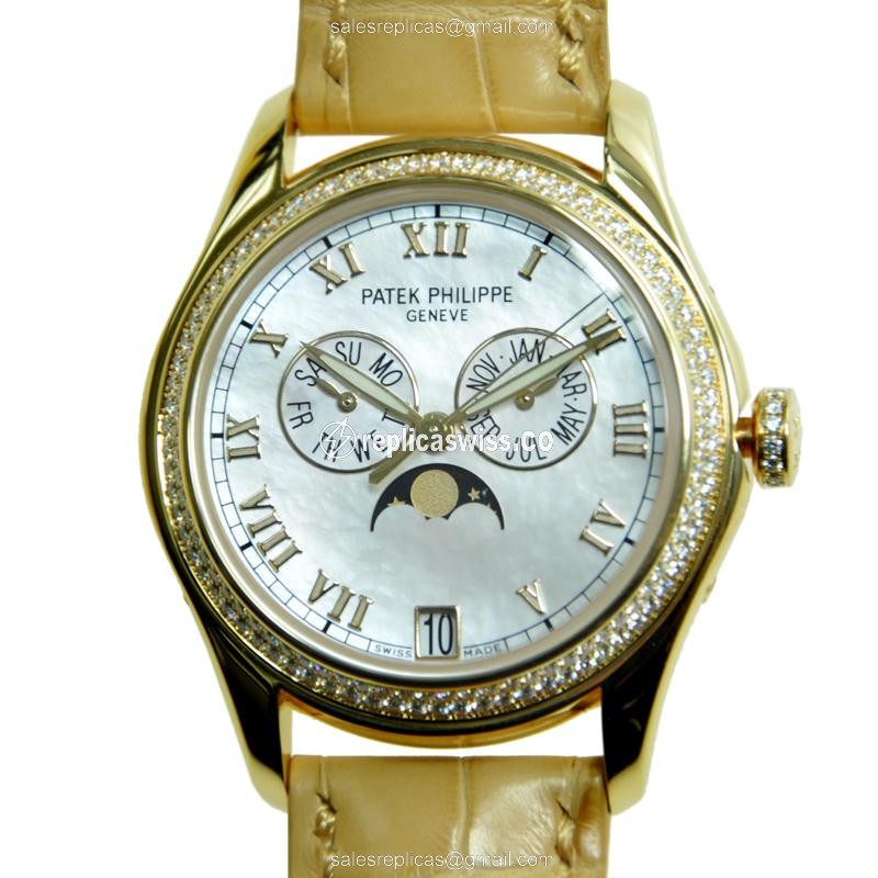 Elegant Patek Philippe 4936J-001 Replica in 18kt Gold, Automatic Movement, White Dial & Alligator