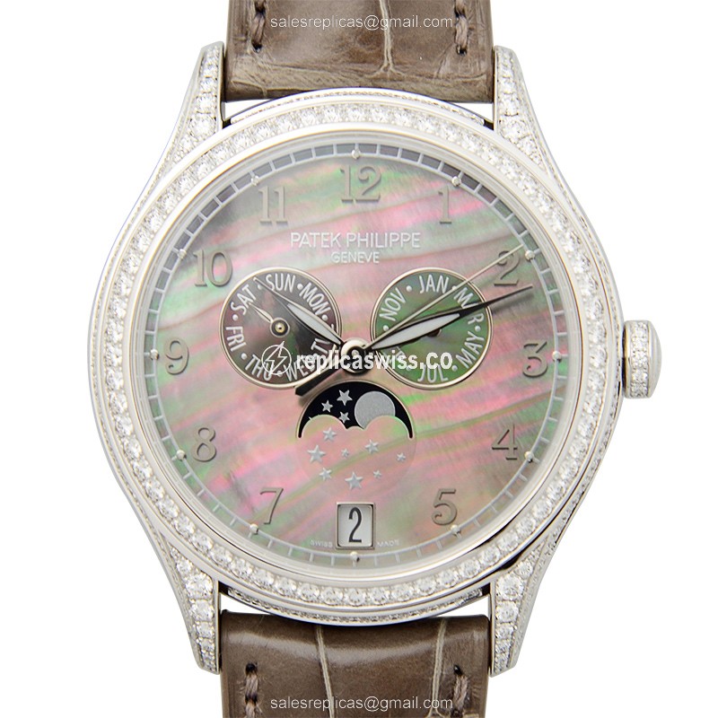 Elegant Patek Philippe 4948G-001 Replica in 18kt White Gold, Automatic Movement, Black Dial