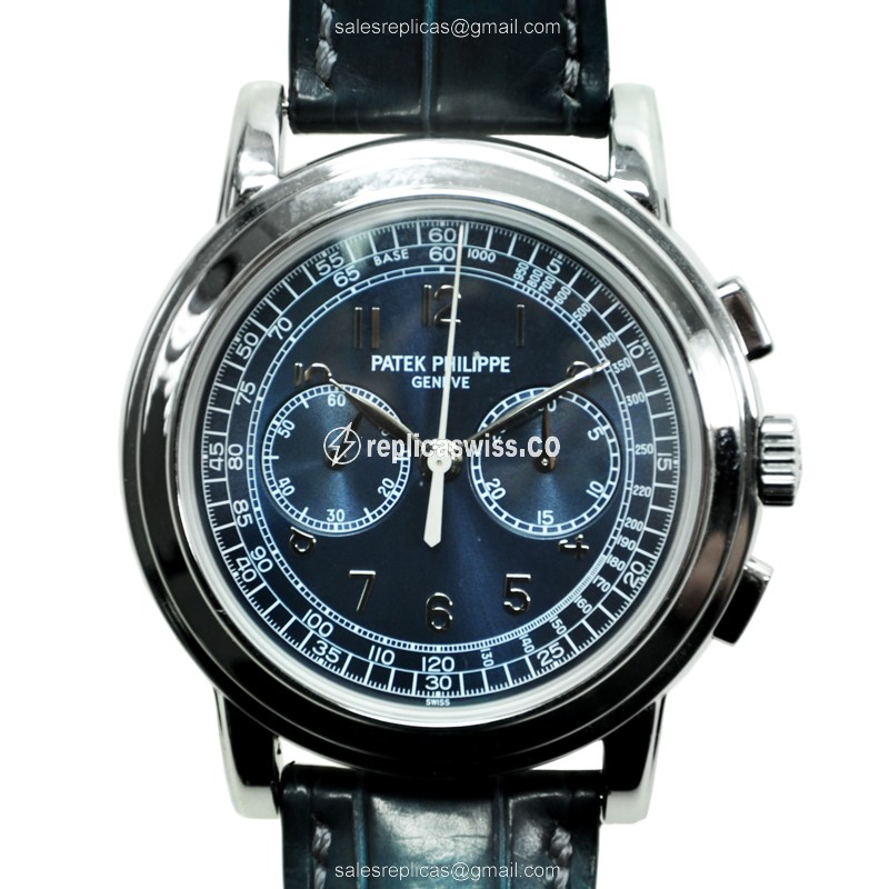 Elegant Patek Philippe 5070P-001 Replica with Manual Wind Movement 950 Platinum Case, Blue Dial