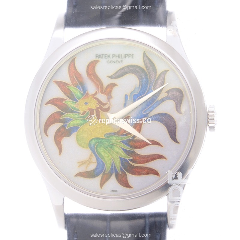 Elegant Patek Philippe 5077P-054 CALATRAVA Automatic Replica in White Dial & Platinum Case Watch