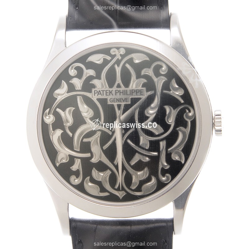 Elegant Patek Philippe 5088/100P-001 Calatrava Replica in 18kt Gold, Automatic Movement & Black