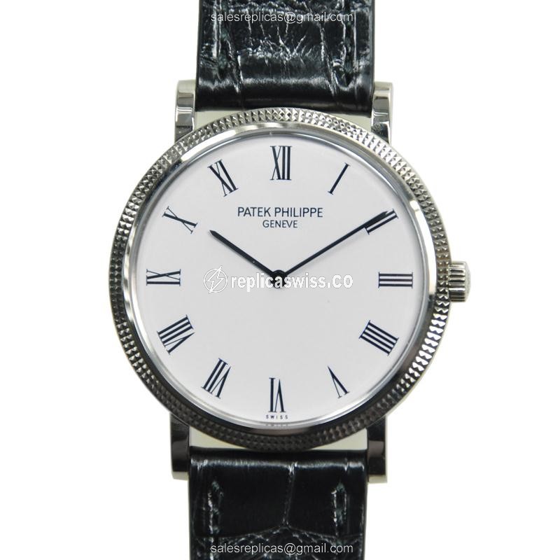 Elegant Patek Philippe 5120G-001 CALATRAVA Replica in 18kt Gold, Automatic Movement & White Dial