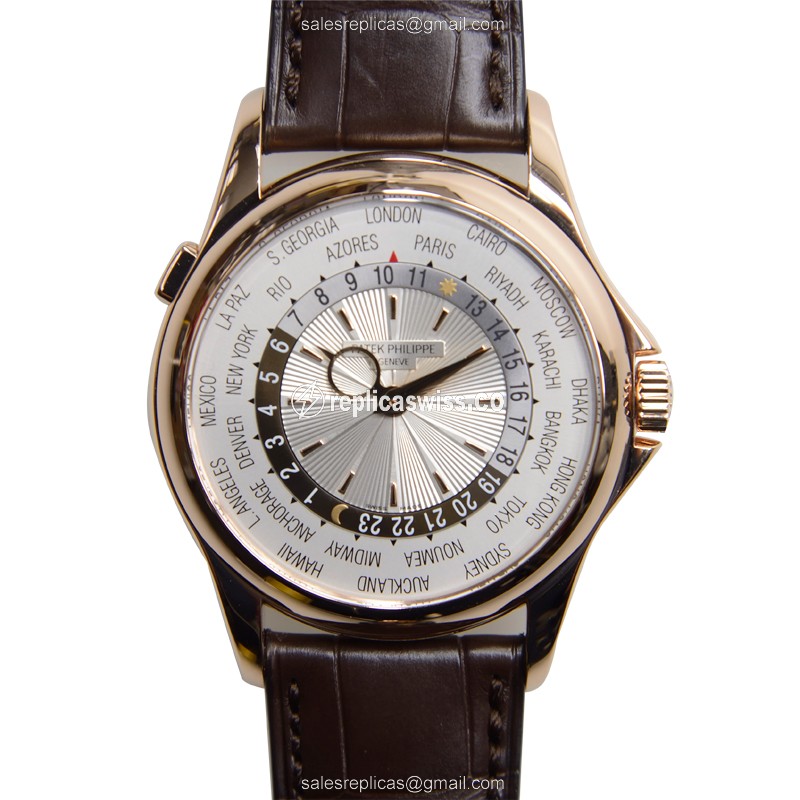 Elegant Patek Philippe 5130R-018 Replica in 18kt Gold, Automatic Movement & Silver Dial Watch