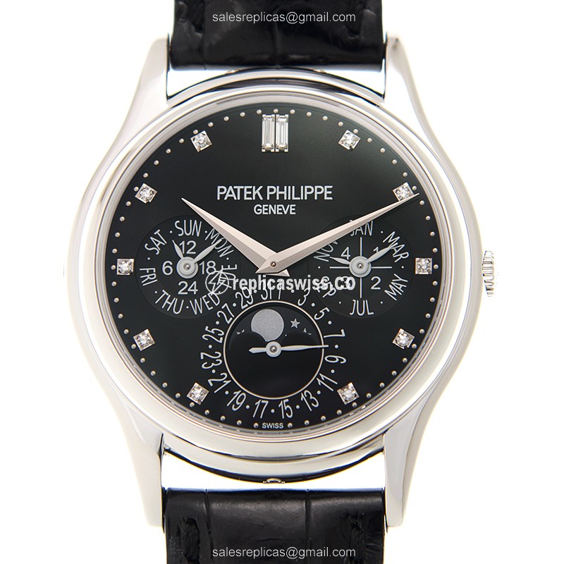 Elegant Patek Philippe 5140P-013 Replica with Black Dial & Platinum Case, Automatic Movement Watch