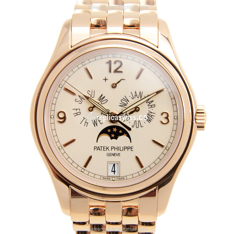 Elegant Patek Philippe 5146/1R-001 Replica with White Dial & 18kt Gold Case, Automatic Movement
