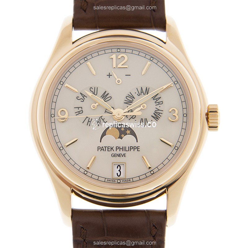 Elegant Patek Philippe 5146J-001 Replica, White Dial in 18kt Gold Case with Automatic Movement Watch
