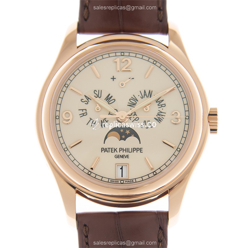 Elegant Patek Philippe 5146R-001 Replica in White Dial 18kt Gold, Automatic Movement and
